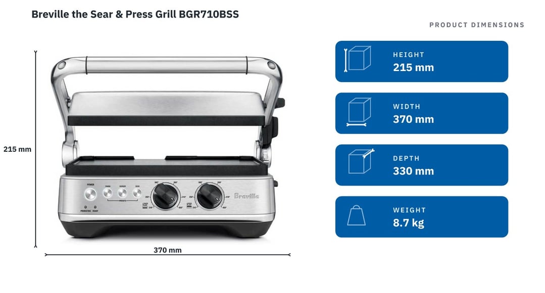 Breville the Sear & Press Grill BGR710BSS — product dimensions