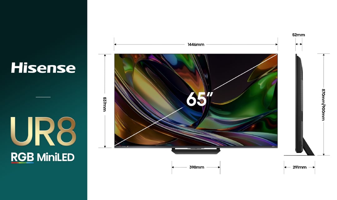 Hisense 65" RGB MiniLED UR8S 180Hz 4K Smart AI TV (2026) 65UR8SAU