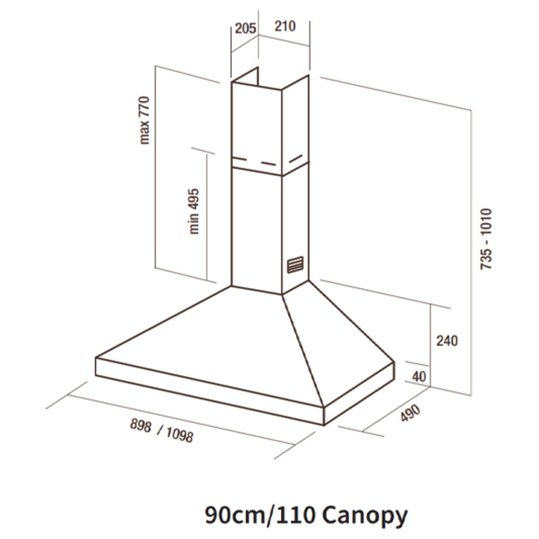 Falcon 90cm Canopy Rangehood Stainless Steel FALHDCP90SC