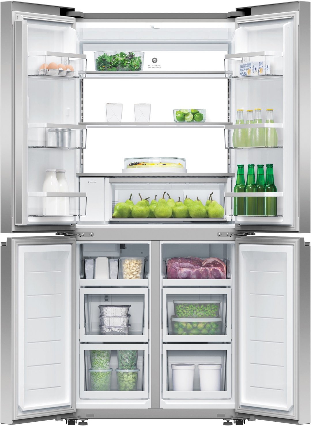 Fisher & Paykel 498L Series 7 Quad Door Refrigerator Freezer, Ice & Water RF500QNUX1