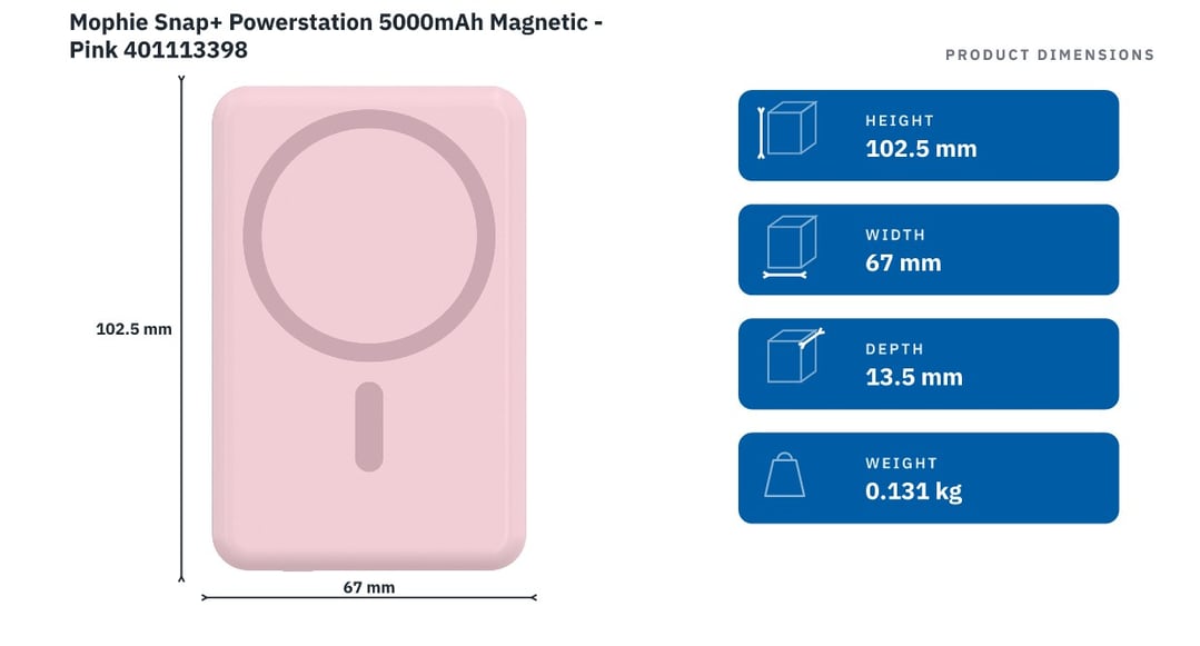 Mophie Snap+ Powerstation 5000mAh Magnetic - Pink 401113398