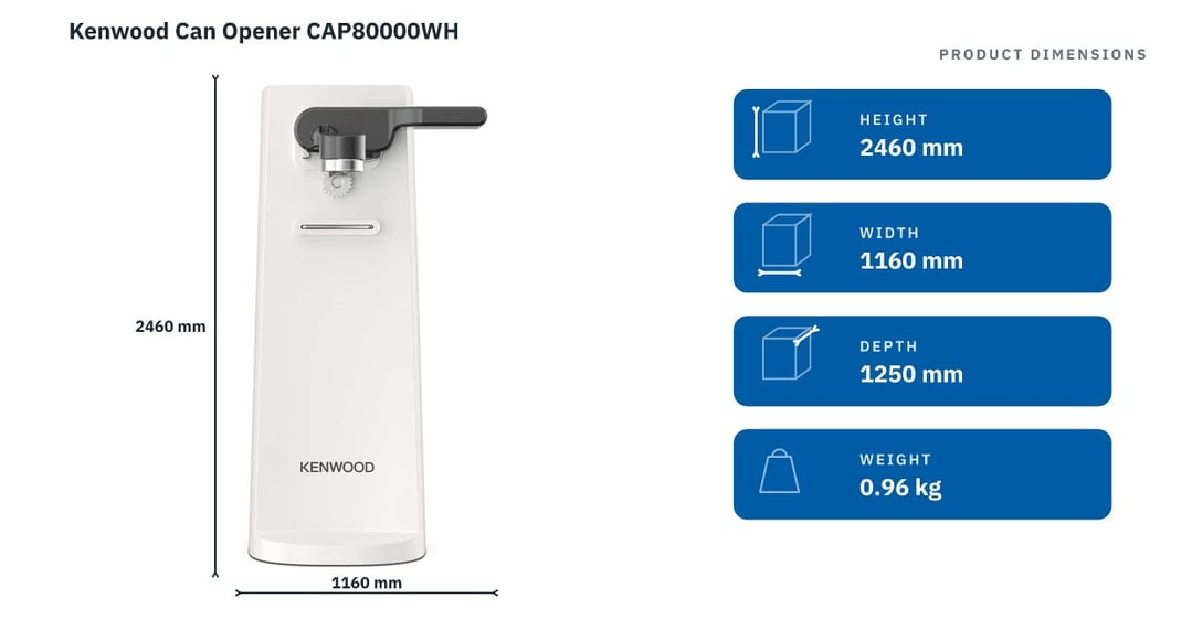 Kenwood Can Opener CAP80000WH — product dimensions