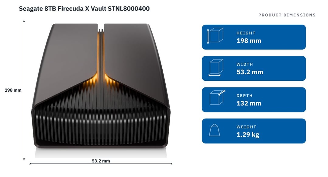 Seagate 8TB Firecuda X Vault STNL8000400 — product dimensions