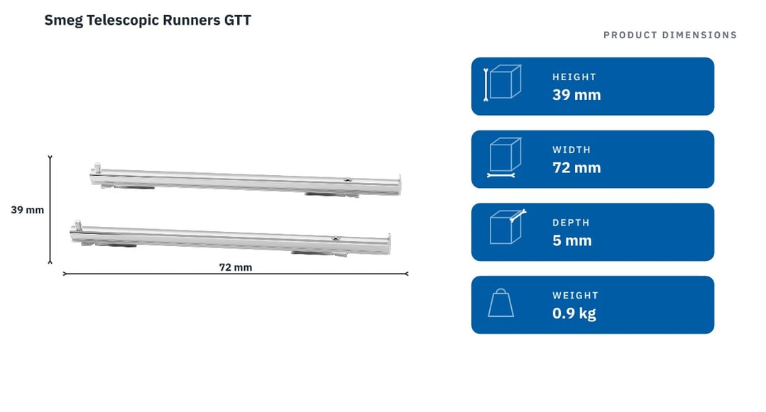 Smeg Telescopic Runners GTT — product dimensions