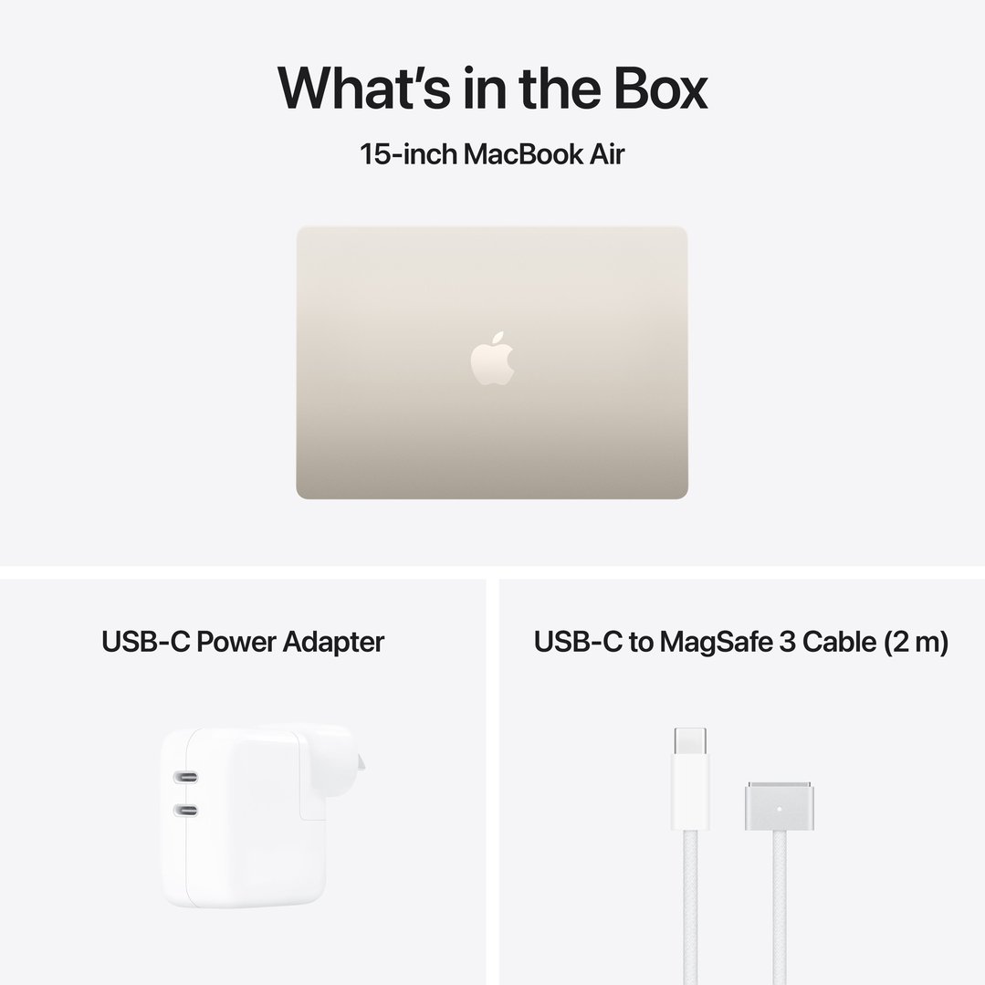 Apple 15" MacBook Air M5 chip with 10‑core CPU and 10‑core GPU, 24GB, 1TB SSD - Starlight MDVF4X/A