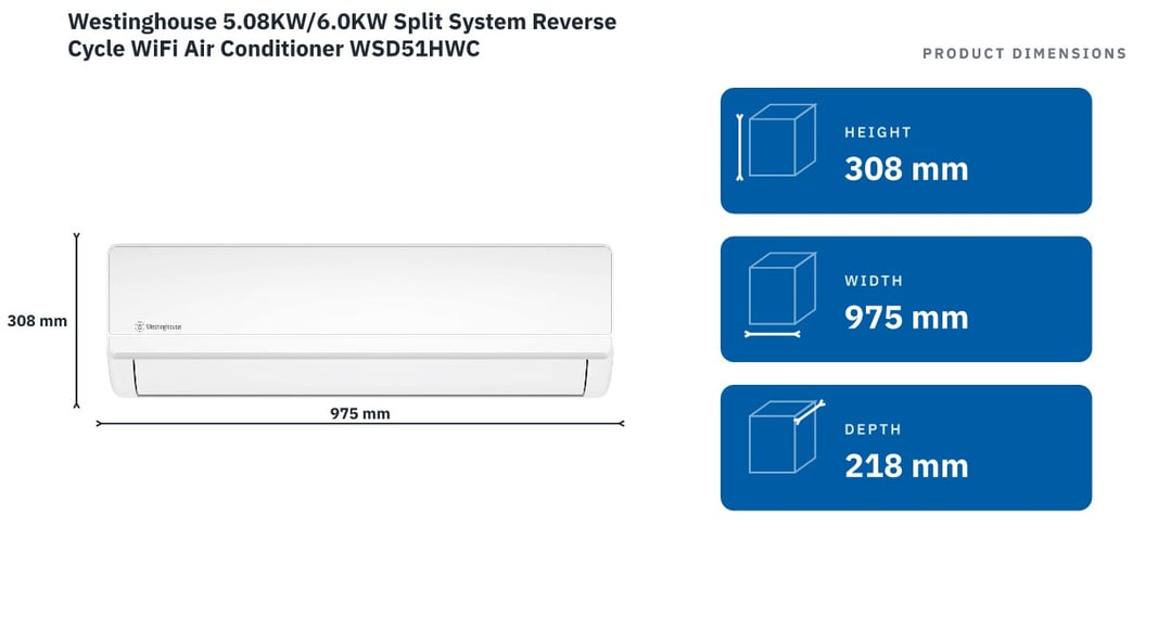 Westinghouse 5.08KW/6.0KW Split System Reverse Cycle WiFi Air Conditioner WSD51HWC