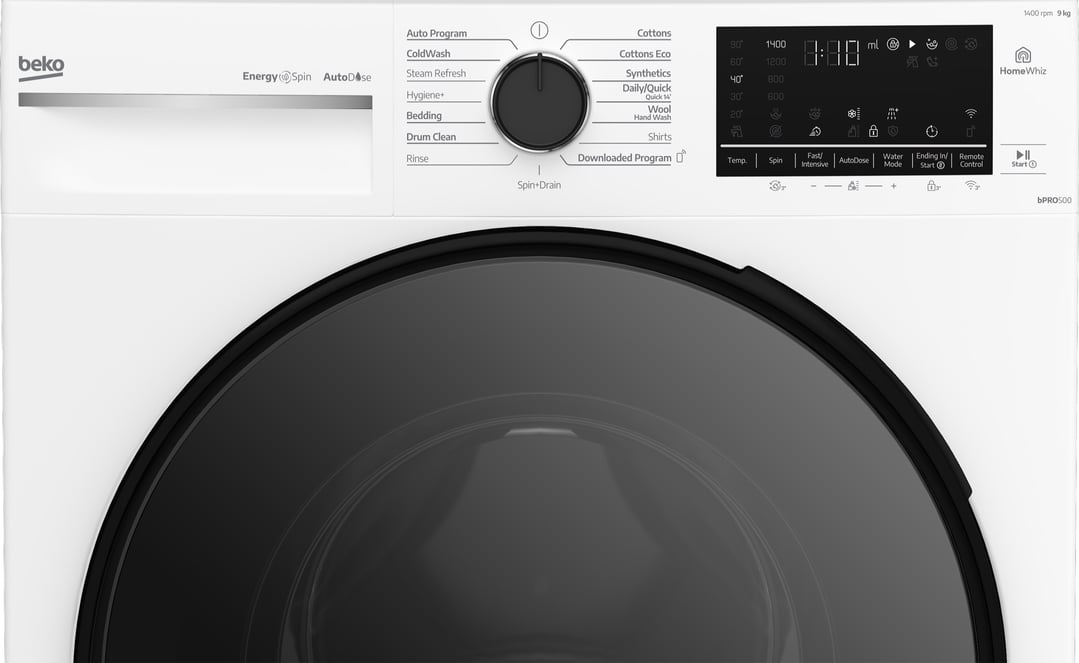 Beko 9kg Autodose Front Load Washing Machine with Steam White BFLB903ADW1
