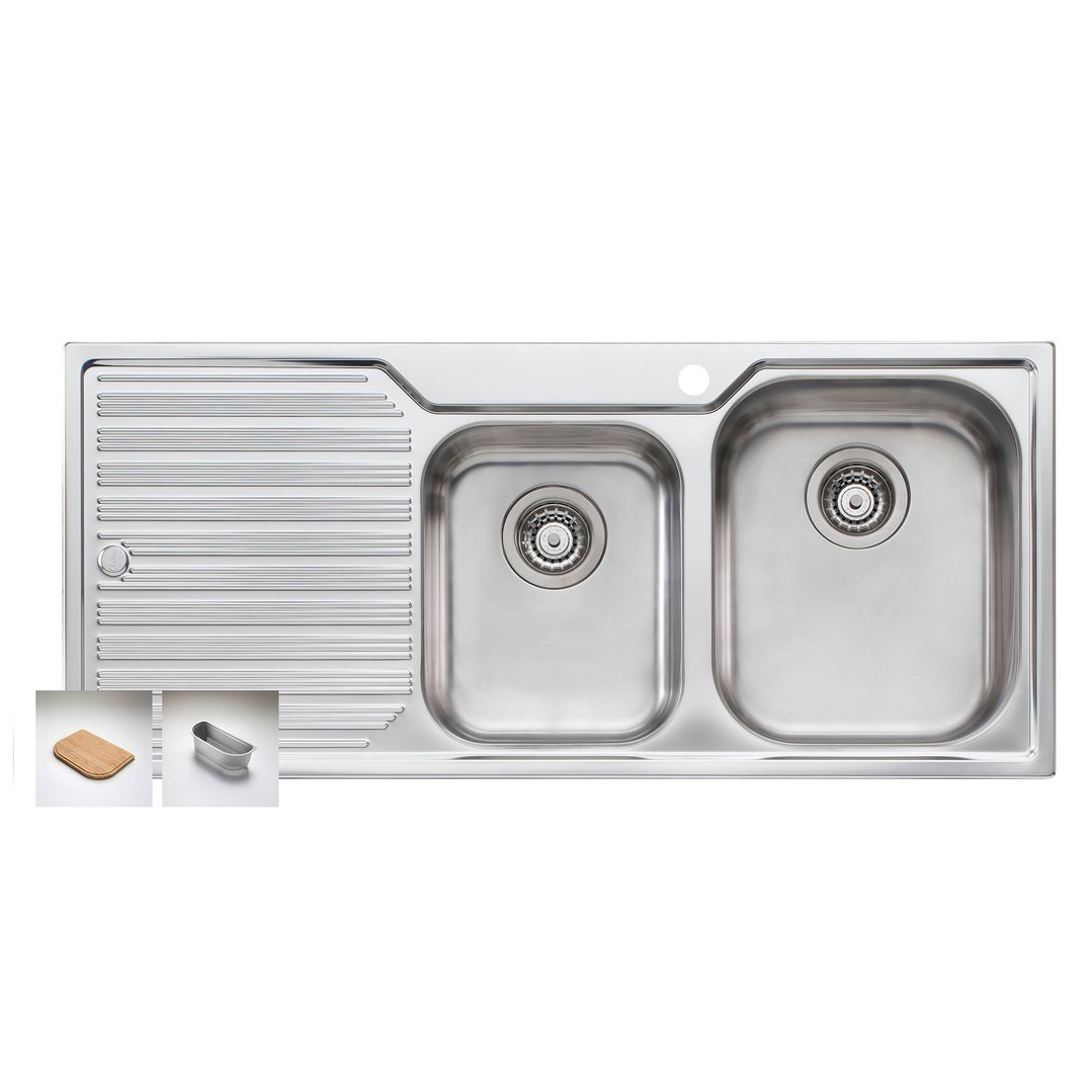 Oliveri 1 3/4 Double Bowl Sink Right-Hand DZ112
