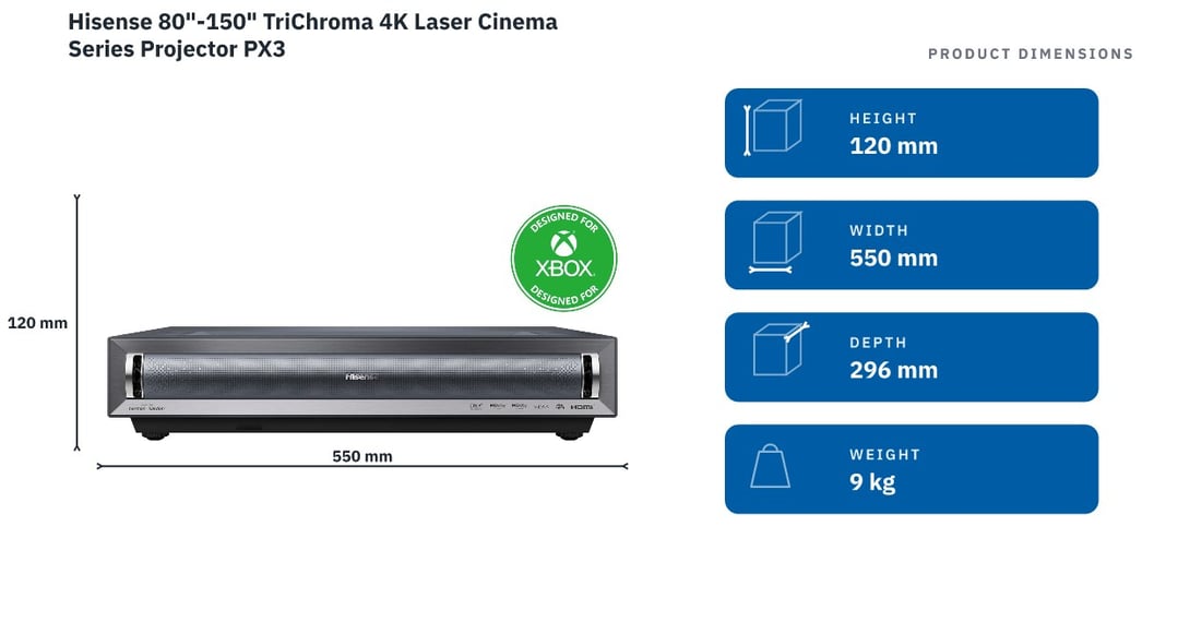 Hisense 80"-150" TriChroma 4K Laser Cinema Series Projector PX3