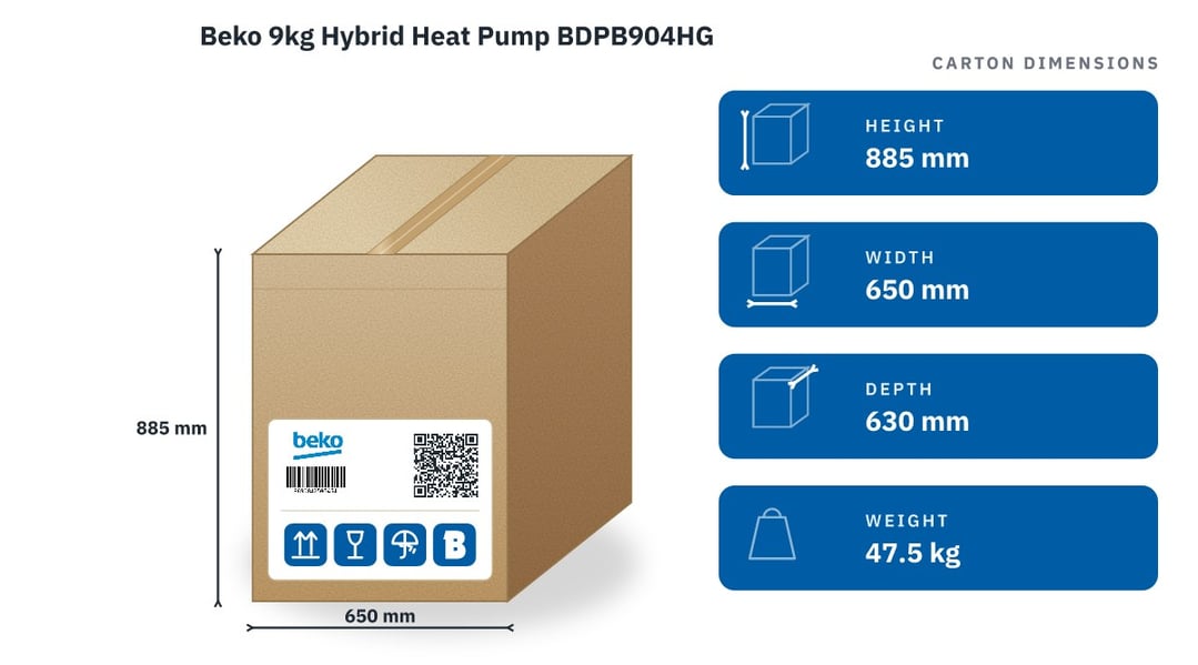 Beko 9kg Hybrid Heat Pump BDPB904HG