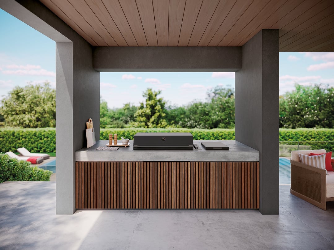 Beefeater 6-Burner Built In Gas BBQ with Hood, Colour Matched to COLORBOND® Steel Monument® Finish - ProLine Series BSH158DB
