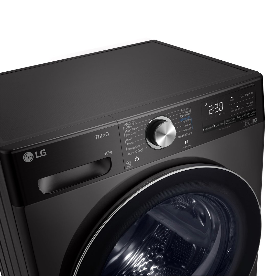 LG 10kg Series 10 Black Steel Heat Pump Dryer DVH10-10B