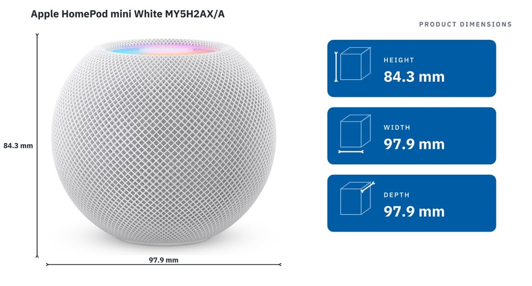 Apple HomePod mini White MY5H2AX/A — product dimensions