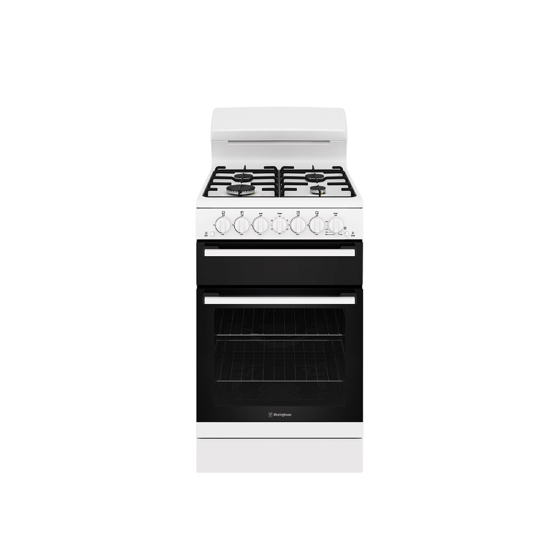Westinghouse 54cm Freestanding Gas Oven and Gas Cooktop - White WLG510WCH