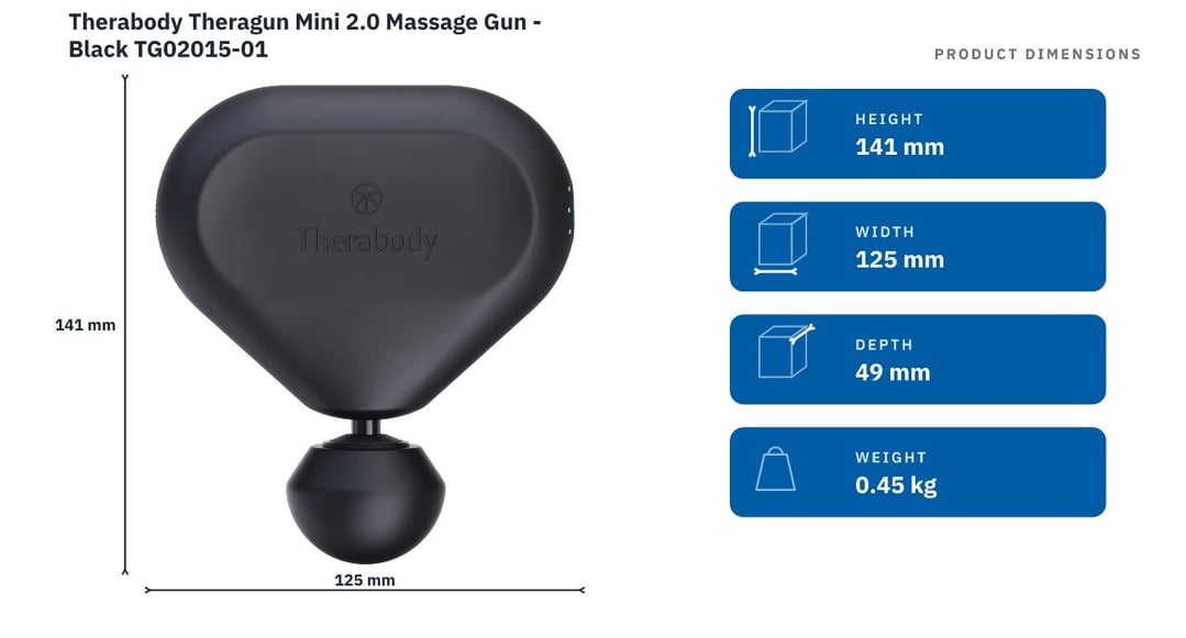 Therabody Theragun Mini 2.0 Massage Gun - Black TG02015-01 — product dimensions