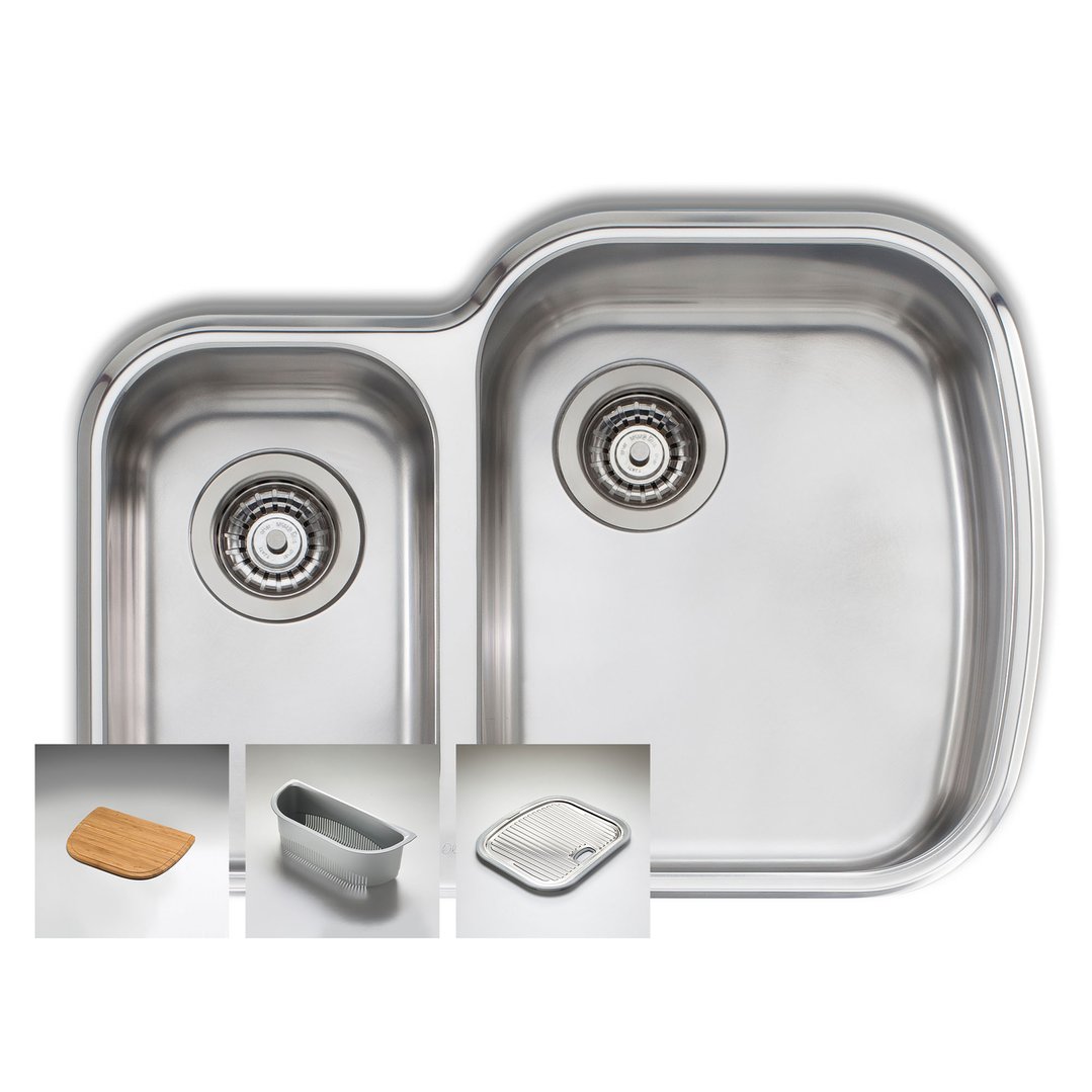 Oliveri 1 1/2 Right-Hand Double Bowl Undermount Sink MO72U