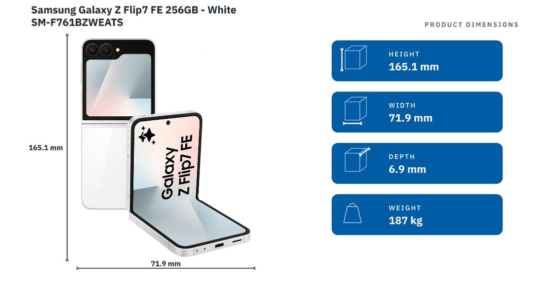 Samsung Galaxy Z Flip7 FE 256GB - White SM-F761BZWEATS