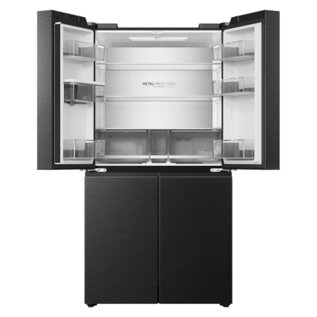 Haier 675L, Quad Door Refrigerator Freezer, Water, Non-Plumbed, Black HRF690YHC