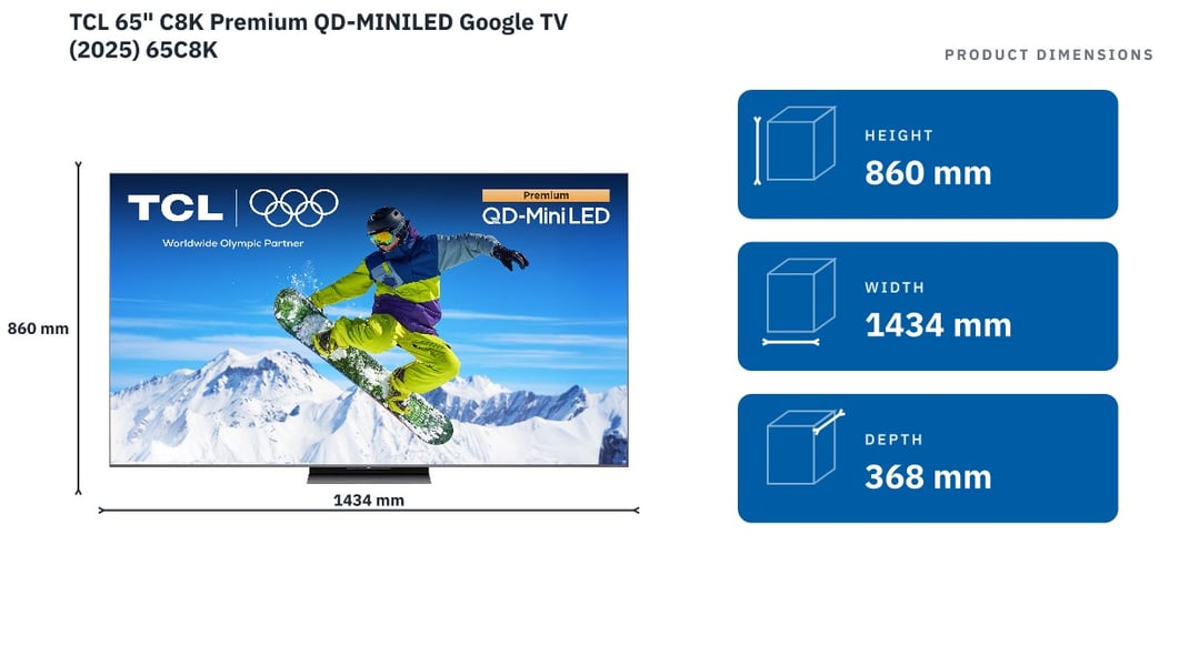 TCL 65" C8K Premium QD-MINILED Google TV (2025) 65C8K