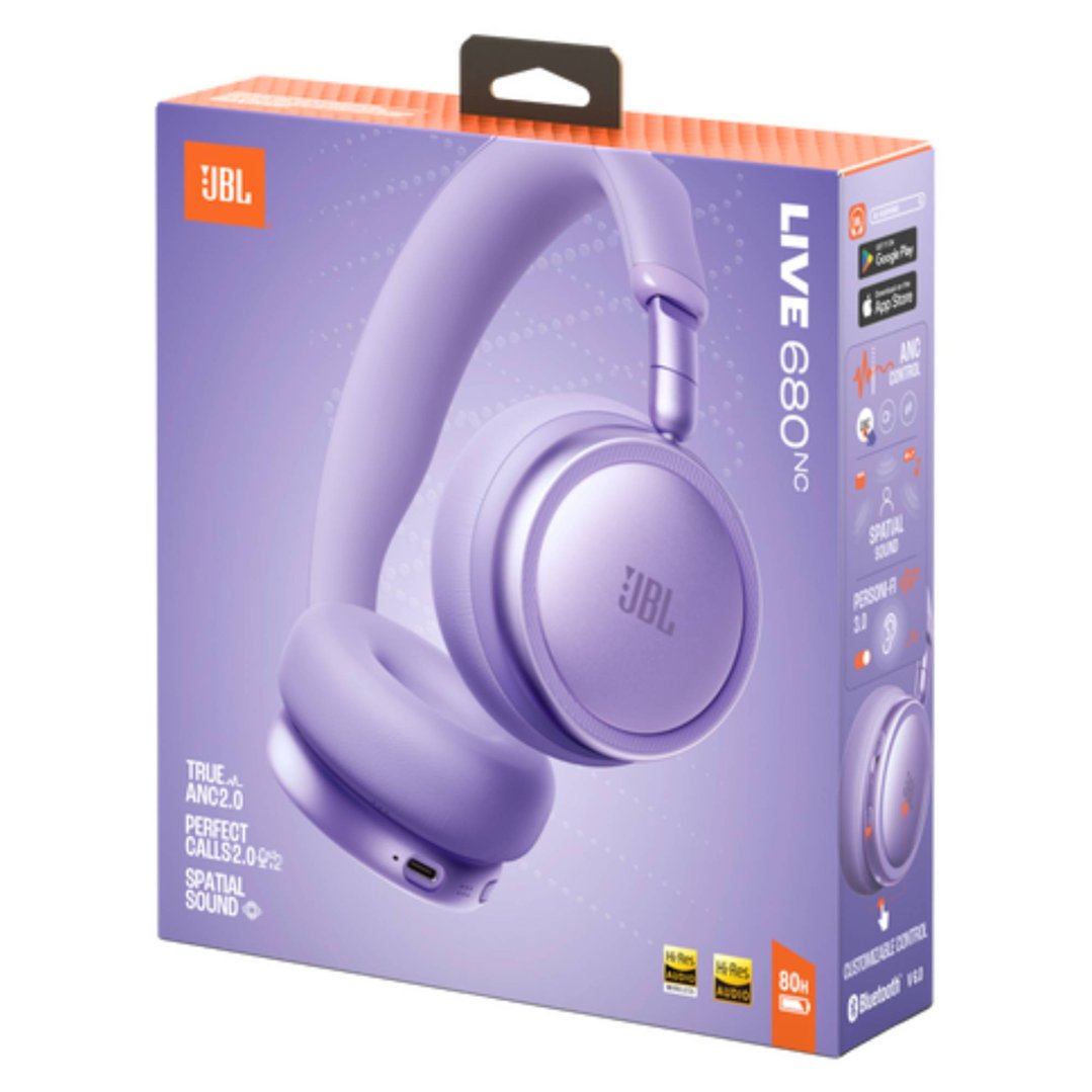 JBL Live 680 On-Ear BT Noise Cancelling Headphones - Purple JBLLIVE680NCPUR