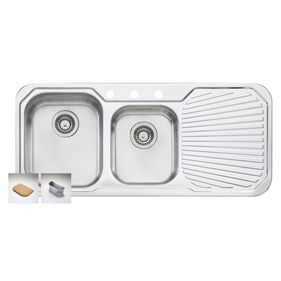 Oliveri Petite 1 & 3/4 Left Hand Bowl Sink With Drainer PE311