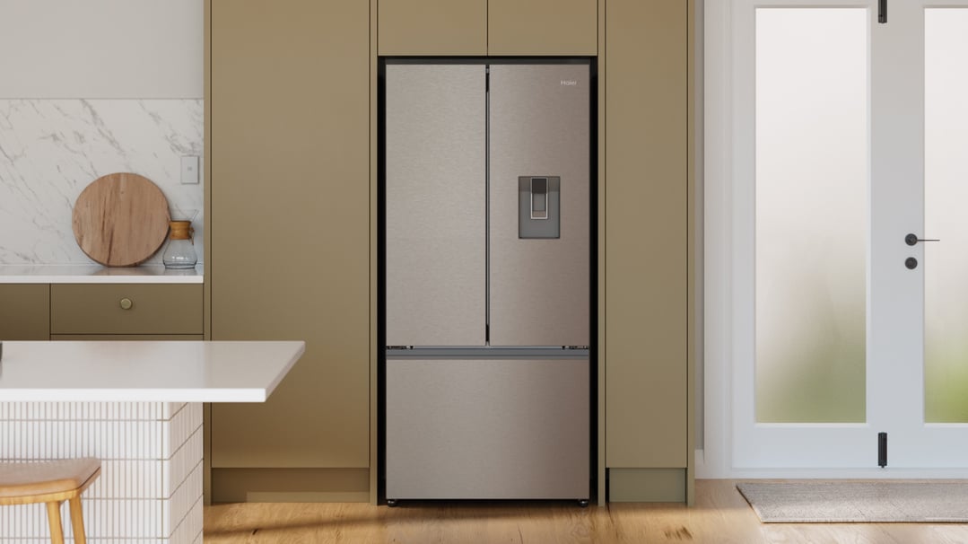 Haier 509L 500 Series French Door Refrigerator Freezer Satina HRF510FHS
