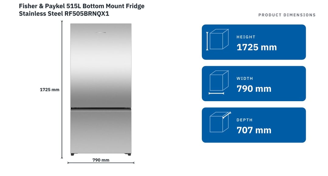 Fisher & Paykel 515L Bottom Mount Fridge Stainless Steel RF505BRNQX1