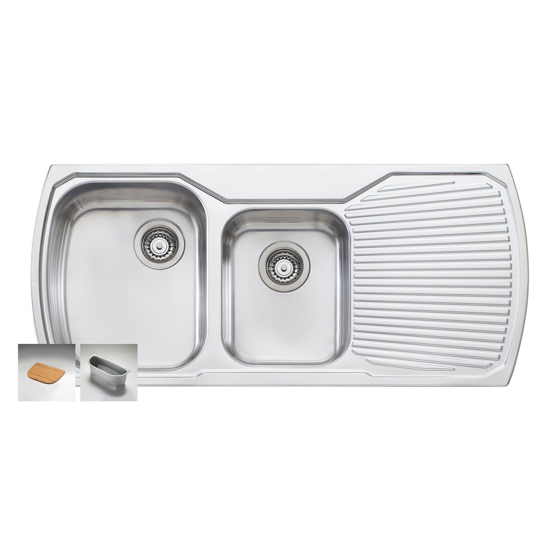 Oliveri 1 3/4 Double Bowl Sink with Drain MO711