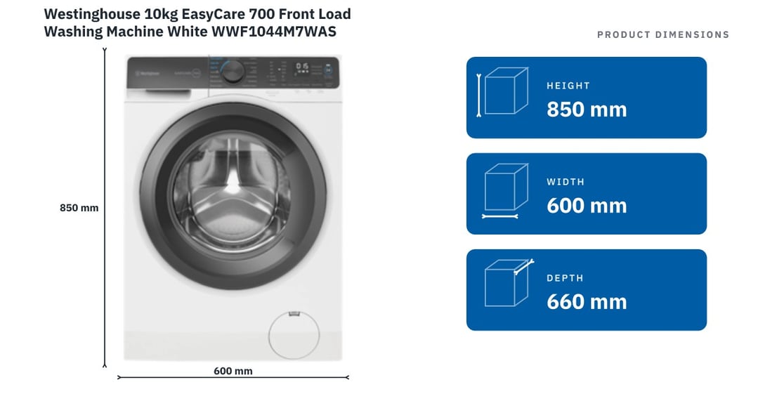 Westinghouse 10kg EasyCare 700 Front Load Washing Machine White WWF1044M7WAS