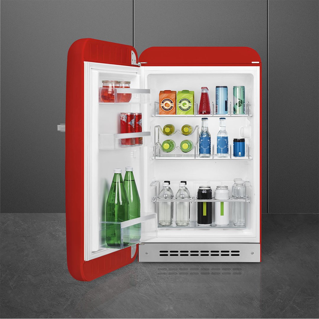 Smeg FAB 10 50's Style Retro Refrigerator, Happy Bar, Left Hand - Red FAB10HLRD5AU