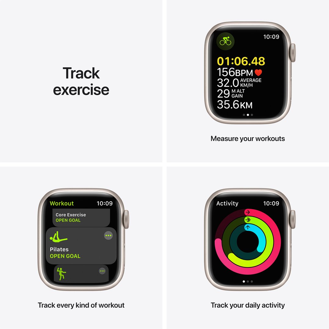 Apple Watch Series 7 (GPS) 45mm Starlight Aluminium Case with Starlight Sport Band MKN63X/A