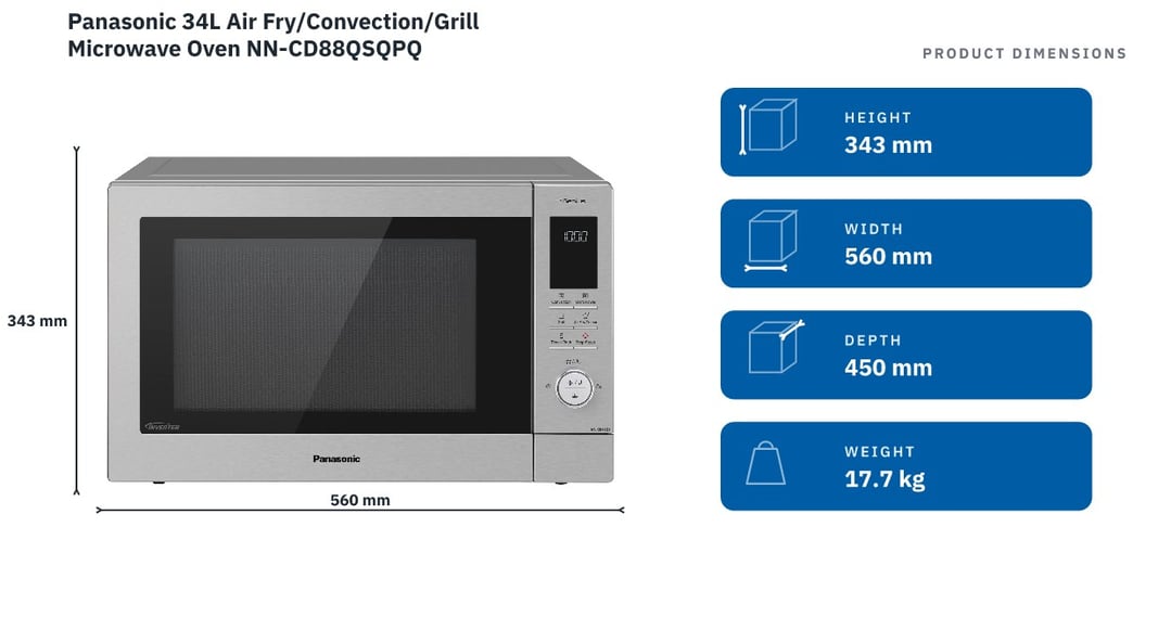 Panasonic 34L Air Fry/Convection/Grill Microwave Oven NN-CD88QSQPQ