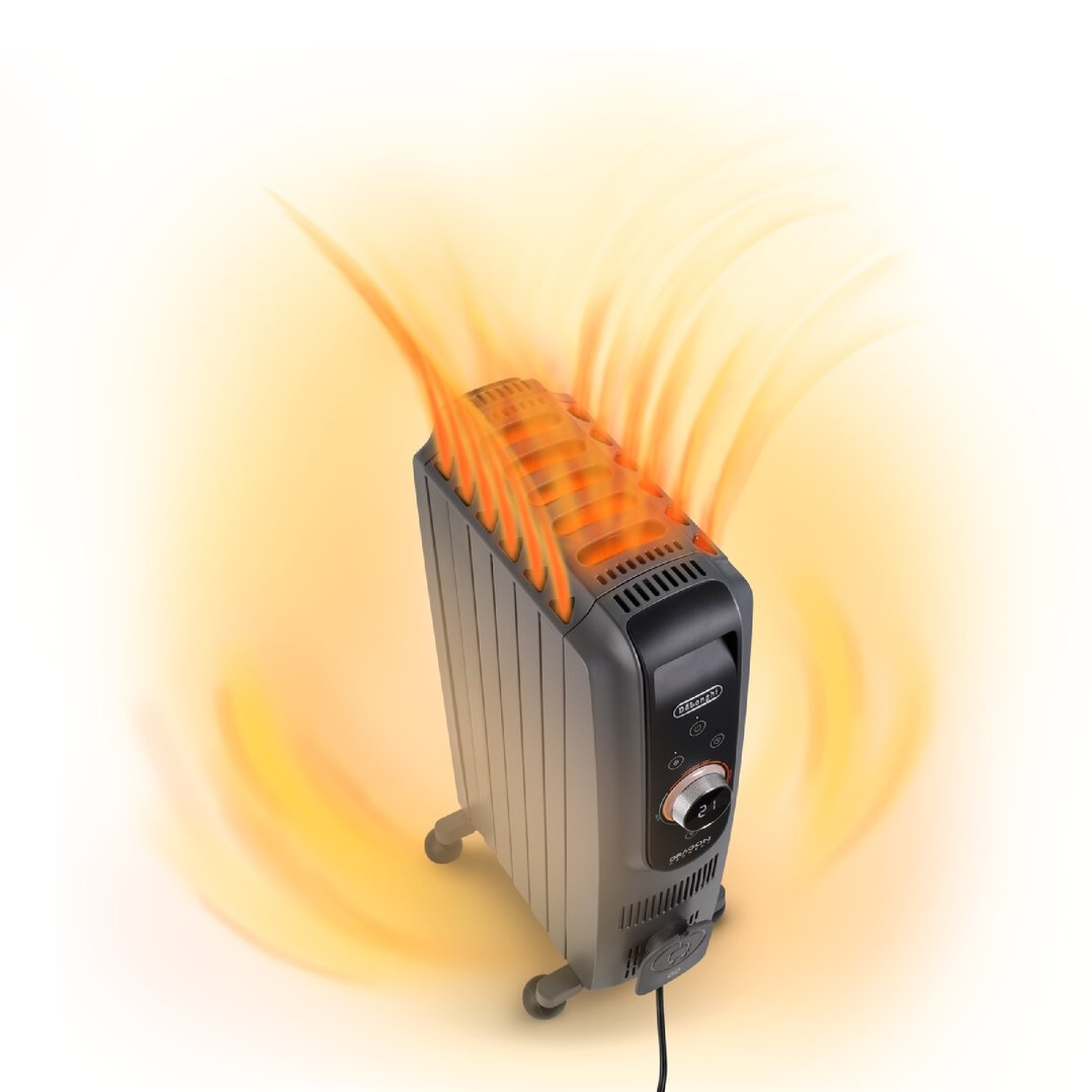 DeLonghi oil column heater with heat emanating from the top and sides