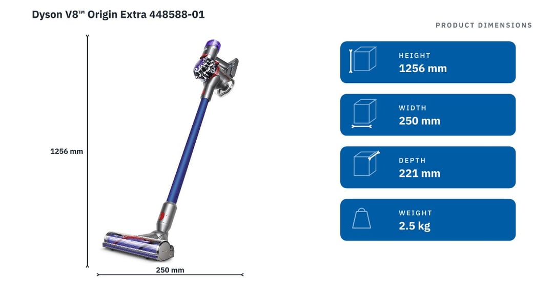 Dyson V8™ Origin Extra 448588-01 — product dimensions