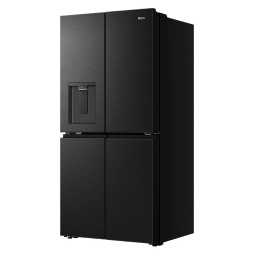 Haier 573L, Quad Door Refrigerator Freezer, Ice & Water, Plumbed, Black HRF590YPC