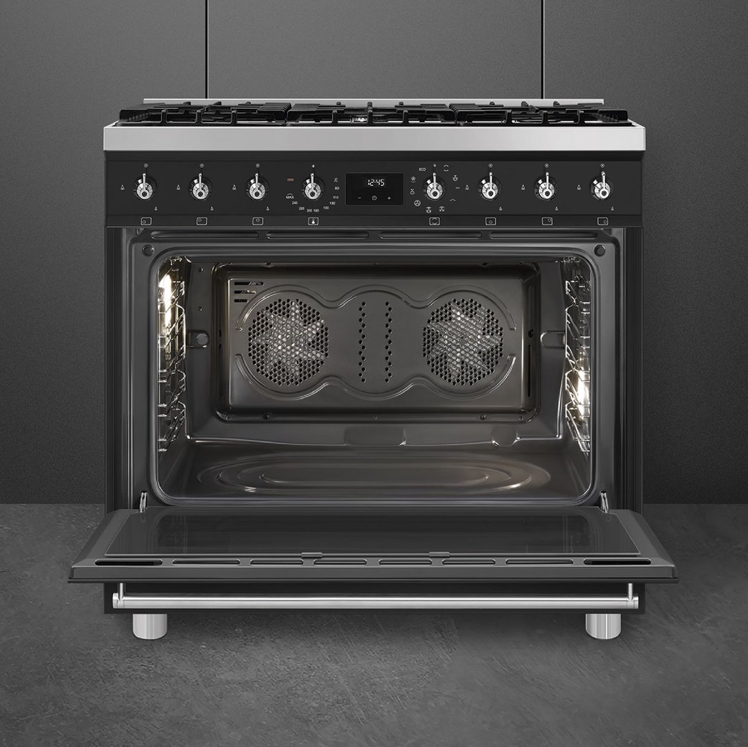 Smeg 90cm 6 Burner Classic Freestanding Dual Fuel Cooker Matte Black CS9GMMBA2