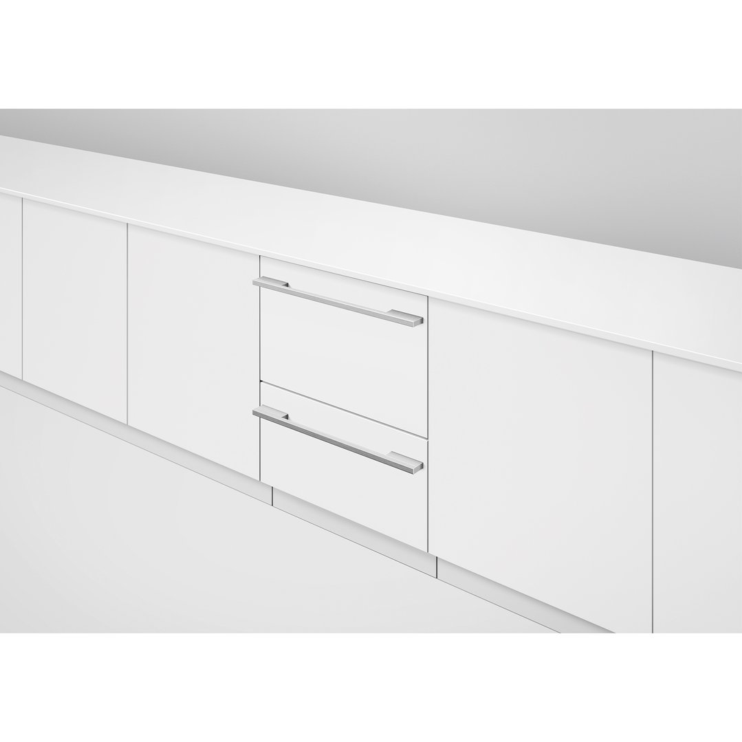 Integrated double DishDrawer dishwasher with two drawers and stainless steel handles