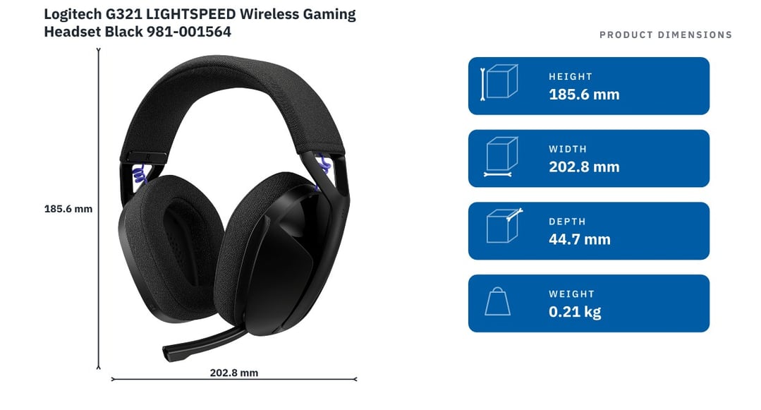 Logitech G321 LIGHTSPEED Wireless Gaming Headset Black 981-001564