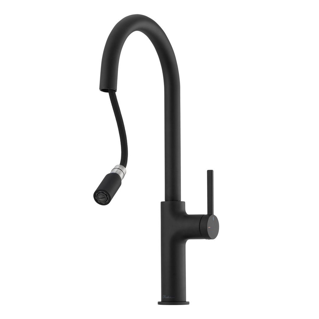 Oliveri Vilo Goose Neck Pull Out Mixer Matte Black VT2400-MB