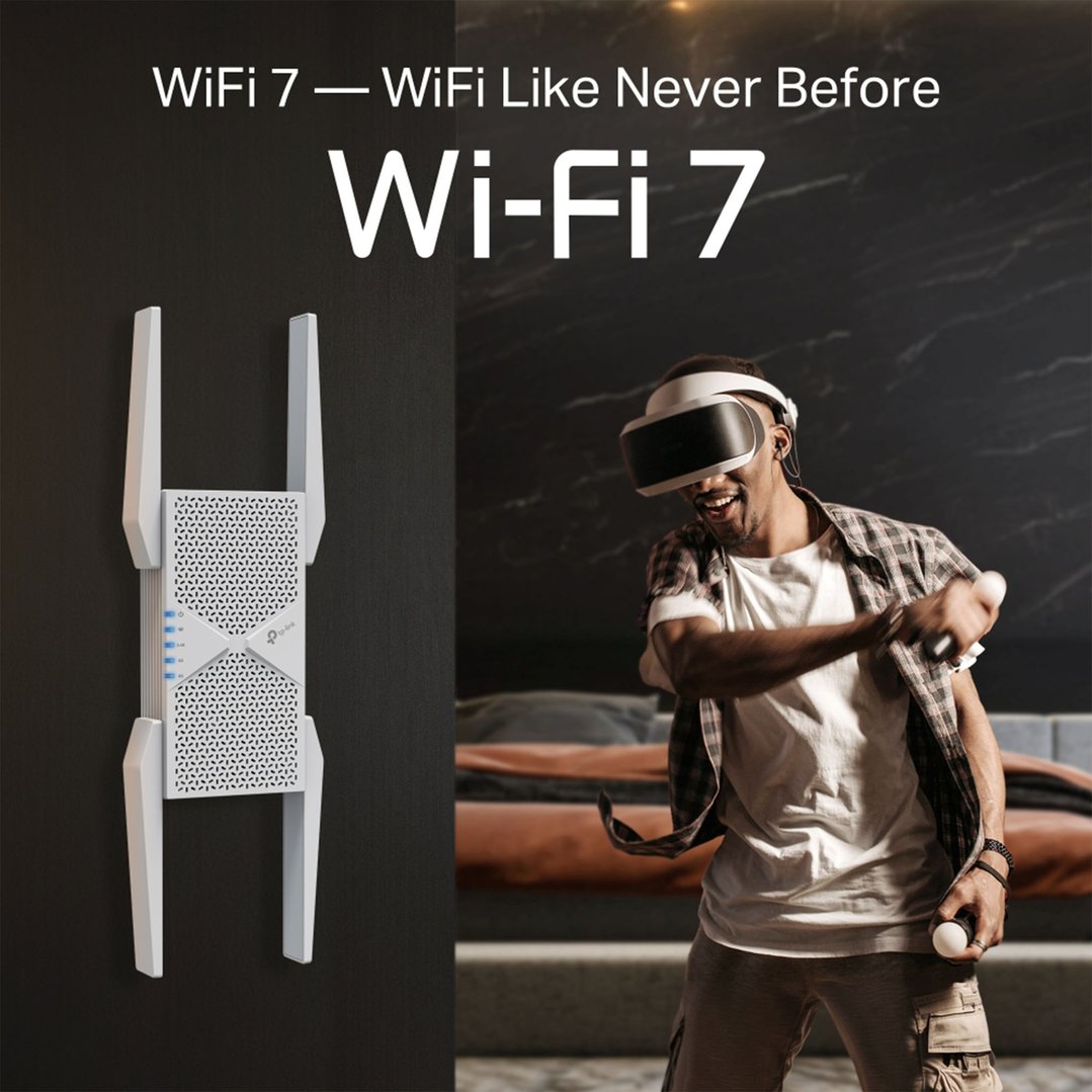 tp-link BE9300 Tri-Band Wi-Fi 7 Range Extender RE655BE