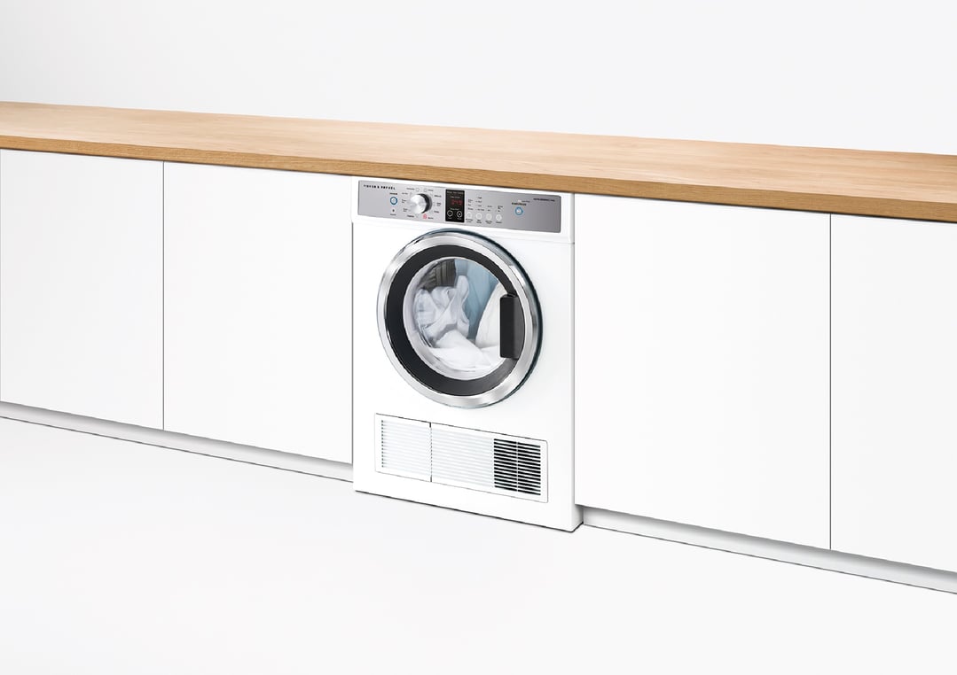 Fisher & Paykel 7kg Series 7 Vented Dryer built into white cabinetry
