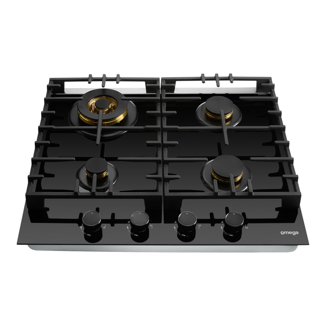 Omega 60cm Gas on Glass Cooktop. OCGG604WB