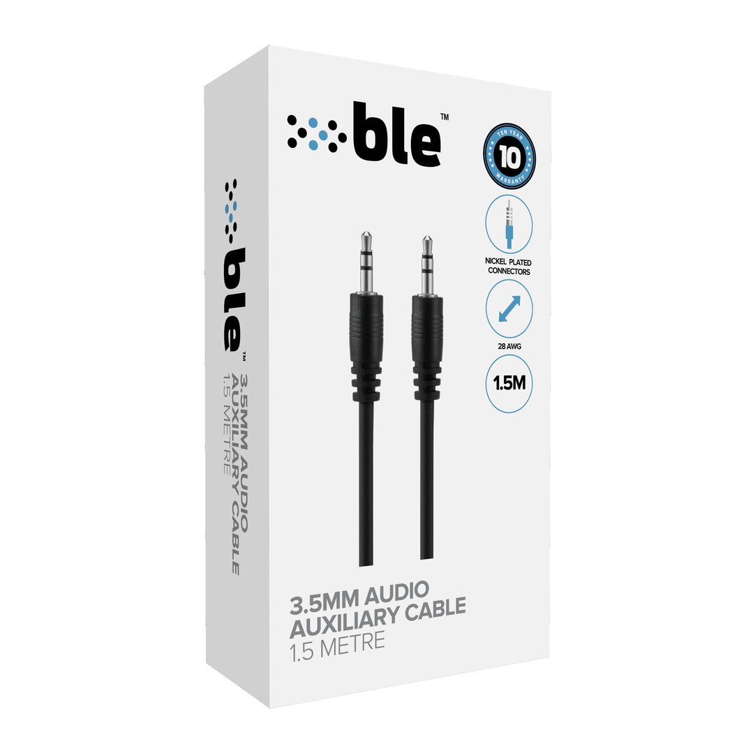 BLE 3.5mm to 3.5mm Audio Cable - 1.5m BL-AUX15BK814