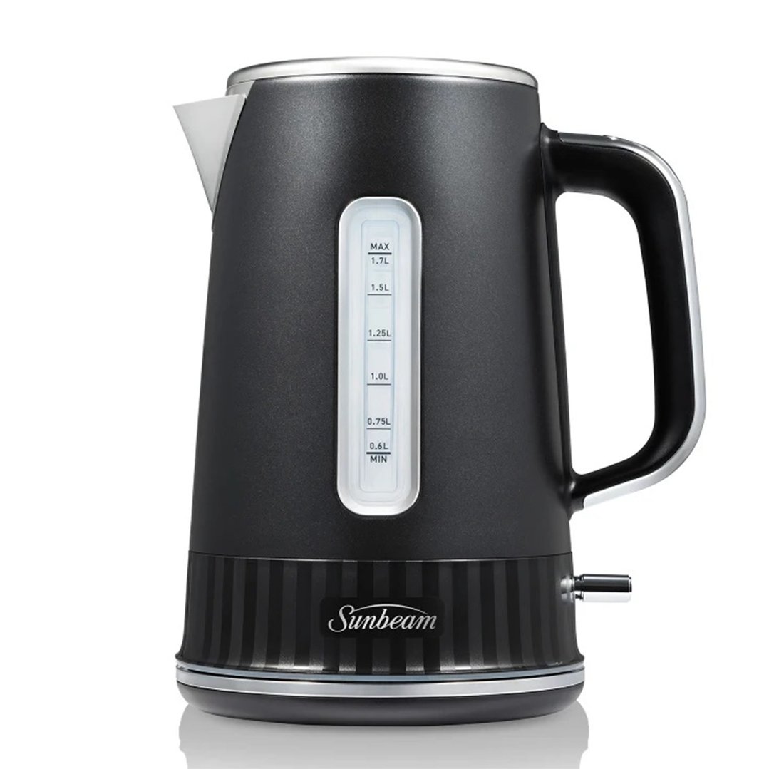 Sunbeam French Riviera Collection 1.7L Kettle and 4-Slice Toaster Breakfast Pack-Up Black Silver PUP8101BK