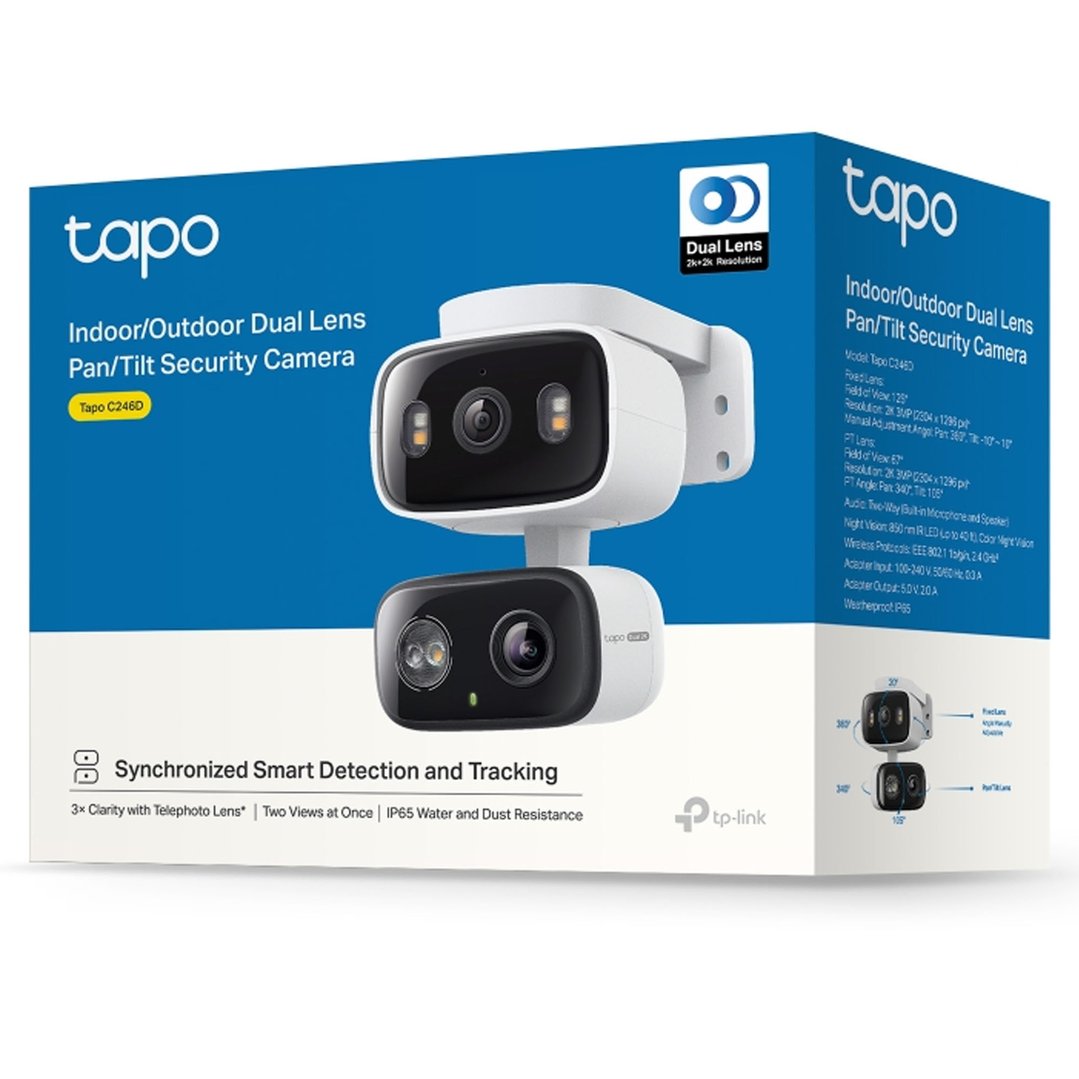 tp-link Indoor/Outdoor Dual Lens Pan/Tilt Security Camera TAPO-C246D