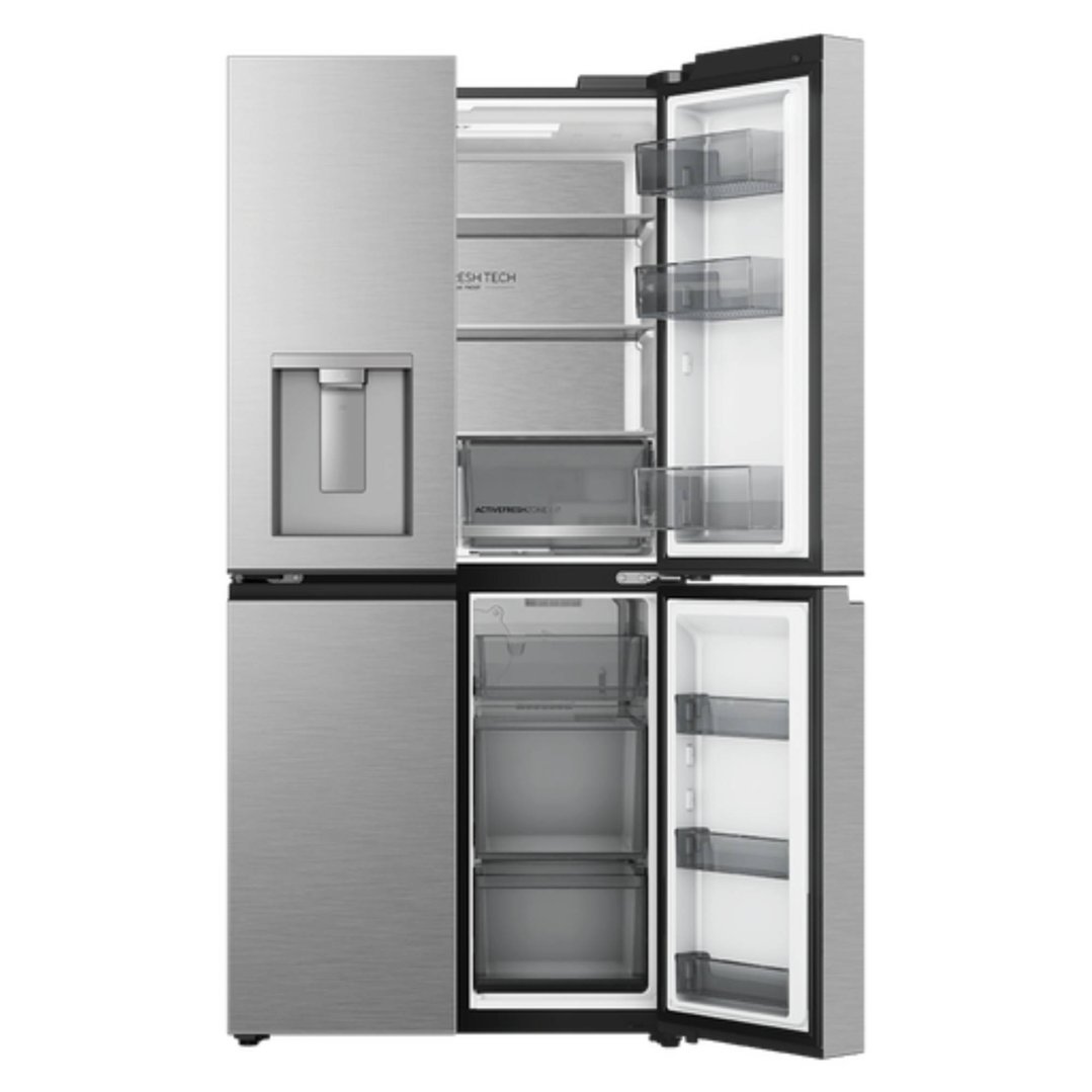 Haier 574L, Quad Door Refrigerator Freezer, Water, Non-Plumbed, Silver HRF590YHS