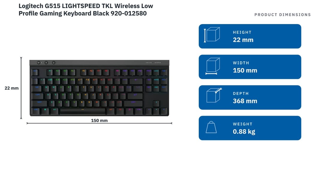 Logitech G515 LIGHTSPEED TKL Wireless Low Profile Gaming Keyboard Black 920-012580