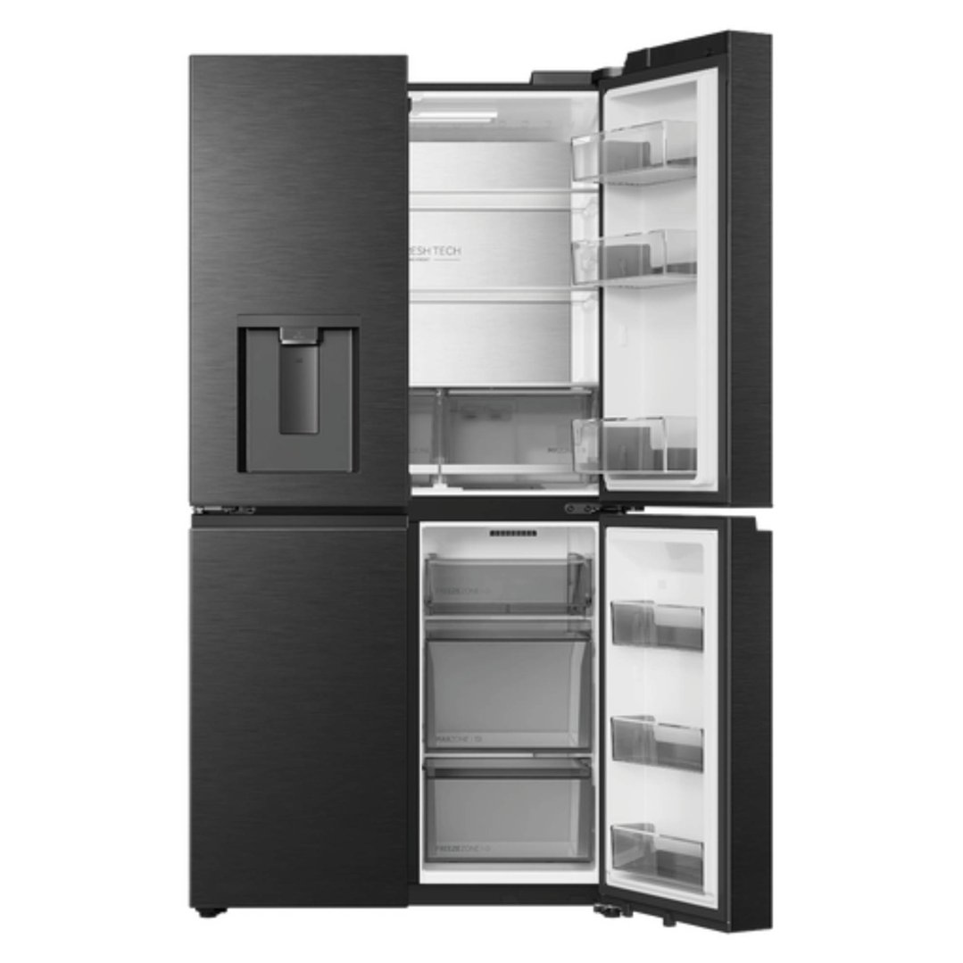 Haier 675L, Quad Door Refrigerator Freezer, Water, Non-Plumbed, Black HRF690YHC