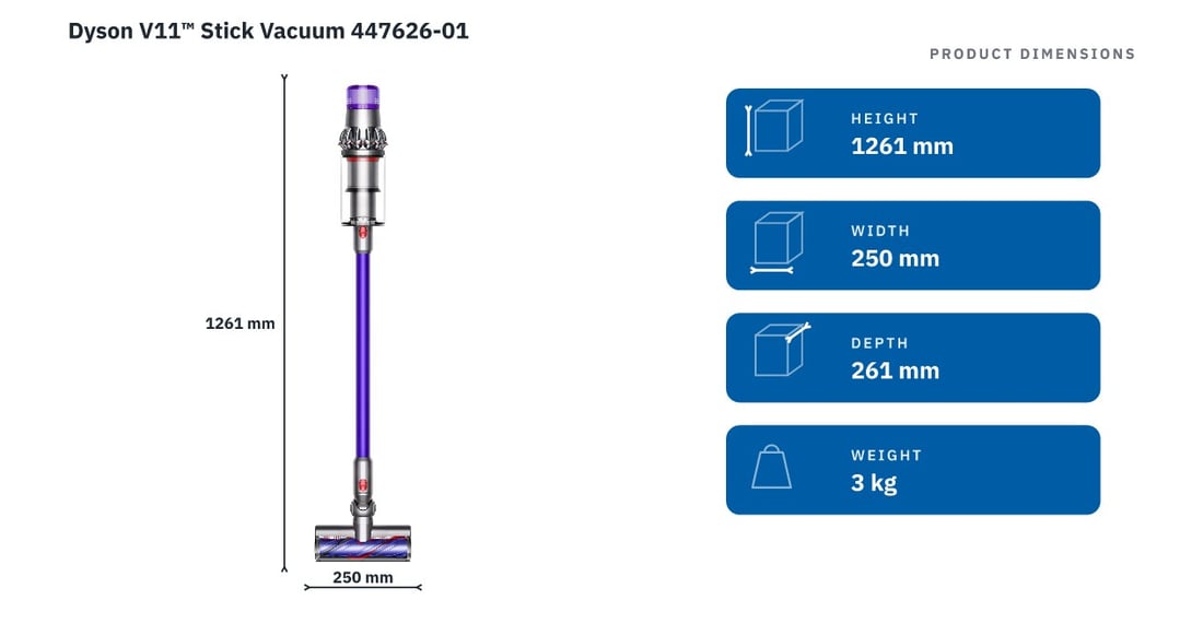Dyson V11™ Stick Vacuum 447626-01 — product dimensions