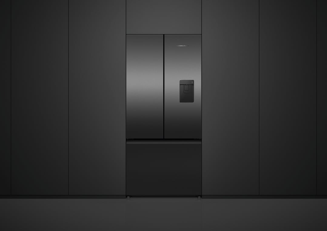 Fisher & Paykel 511L Series 7 Black Stainless Steel French Door Refrigerator Freezer, Ice & water RF505ANUB1